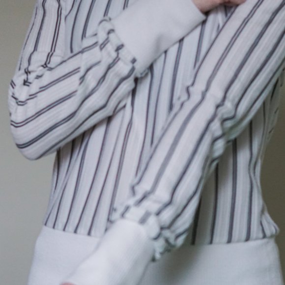 Dynamite Black & White Striped Long-Sleeve Shirt - Picture 6 of 16